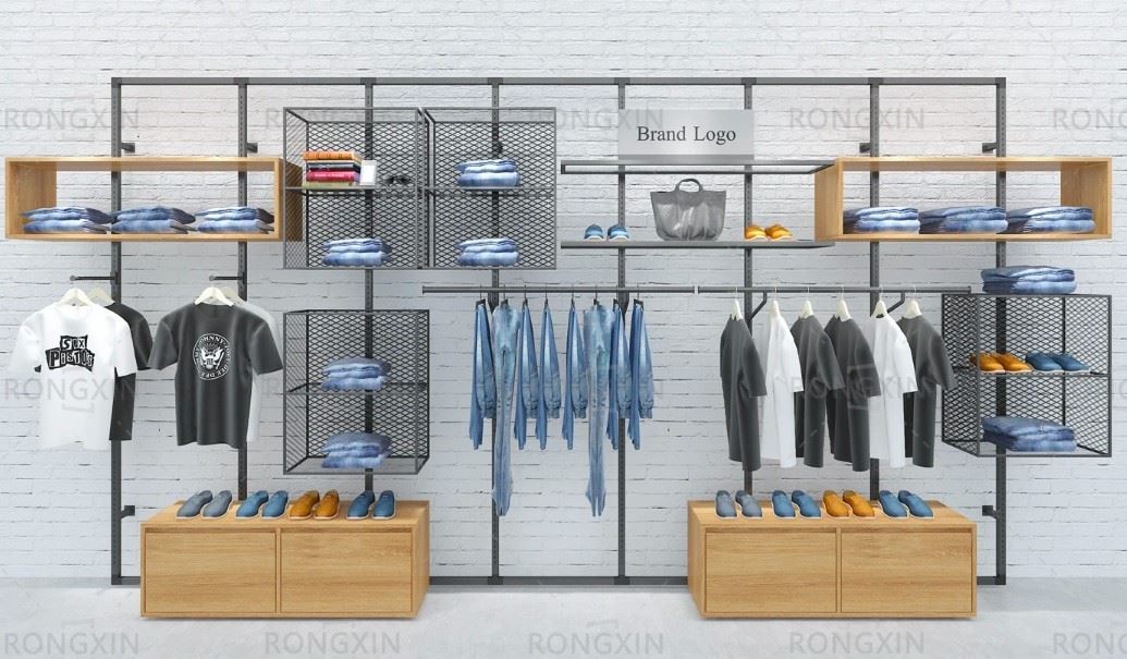 Italy Milan Man Clothes Hanging Display Cabinet Garmen Store Design