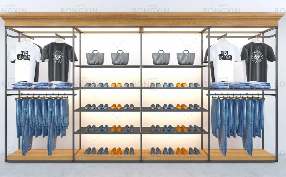 Italy Milan Man Clothes Hanging Display Cabinet Garmen Store Design